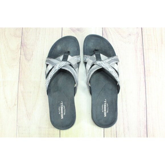 Merrell Thong Crisscross Memory Foam Comfort Sandals Black Size 10 - Picture 8 of 9